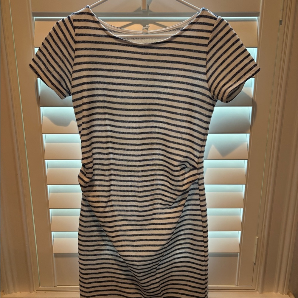 Striped Navy and White maternity Dress